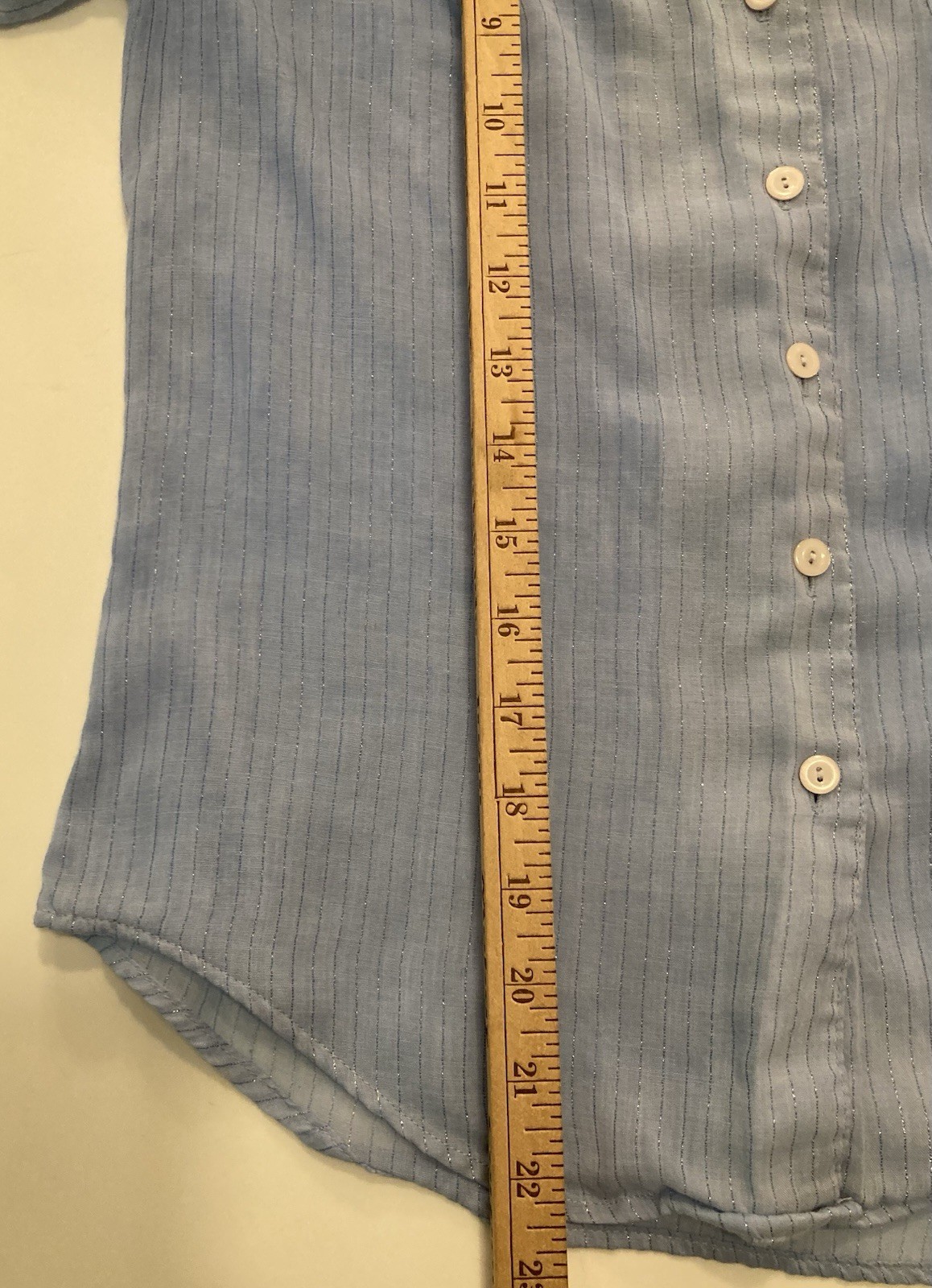 Vintage 70’s Women’s Foxmoor Vertically Striped Blue Button Down Blouse/Top Sml