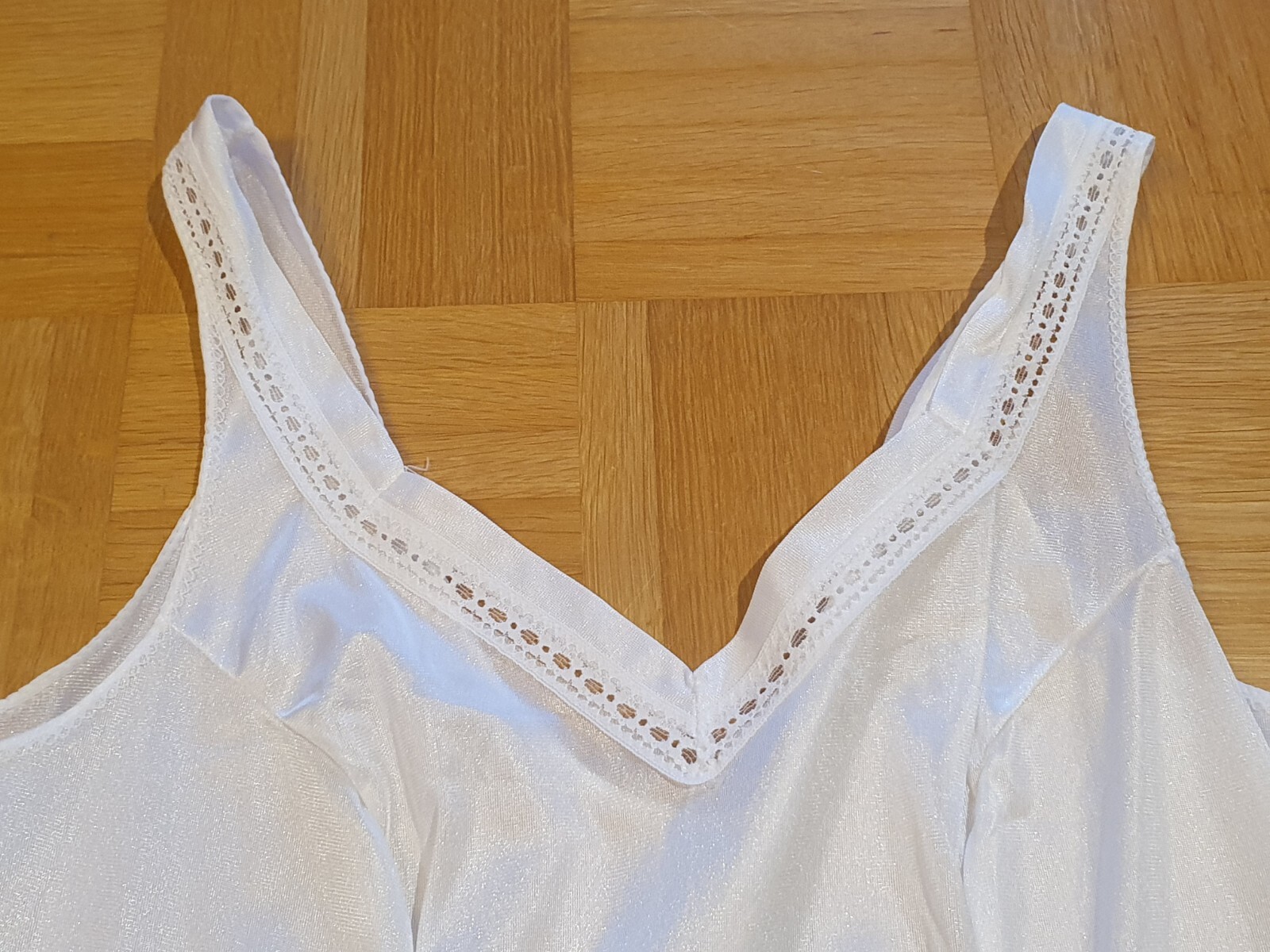 RARE: Perlon slip dress, size 44, white, new * vintage