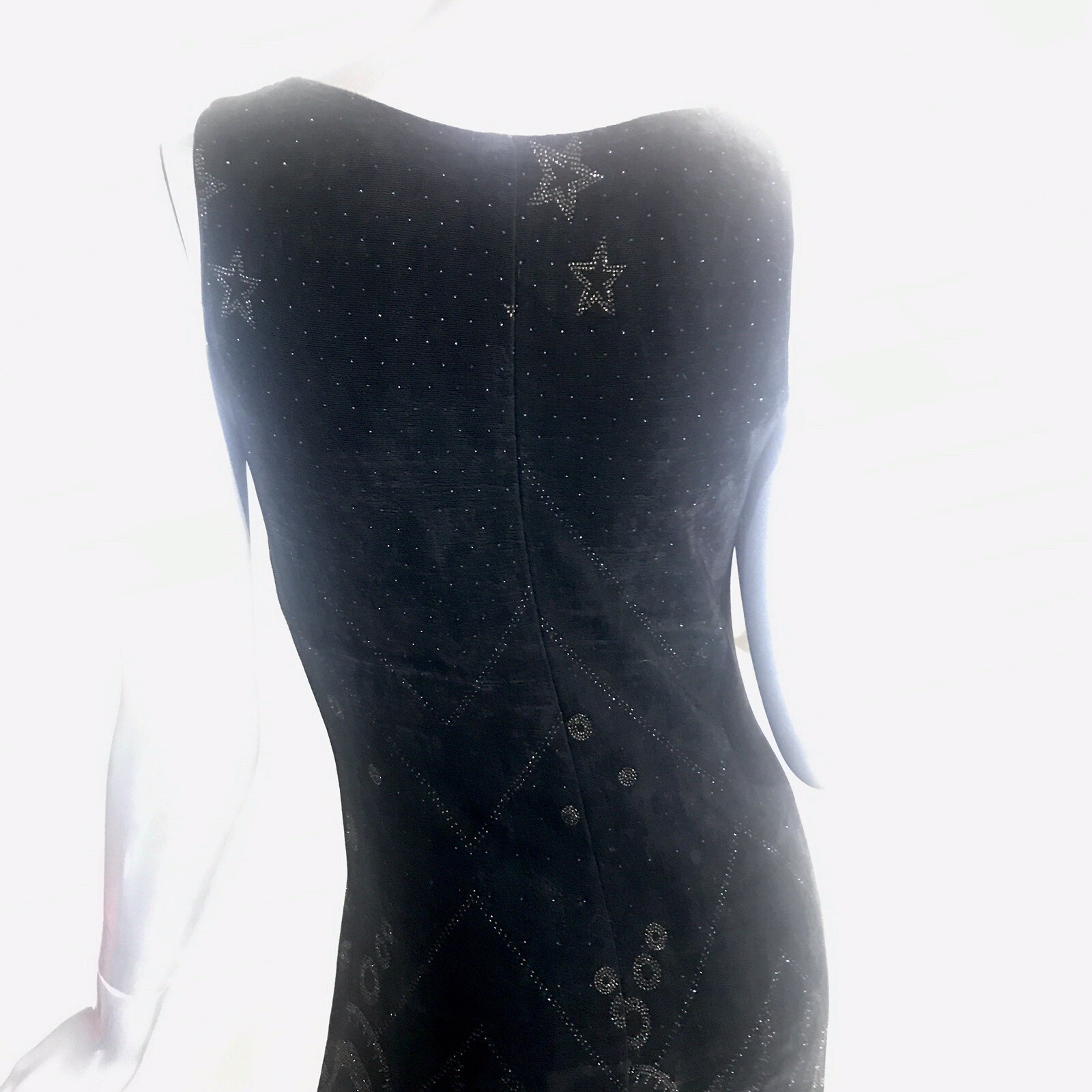 Vintage 90’s Mica Women’s Medium Fitted Black Astrological Stars Abstract Dress