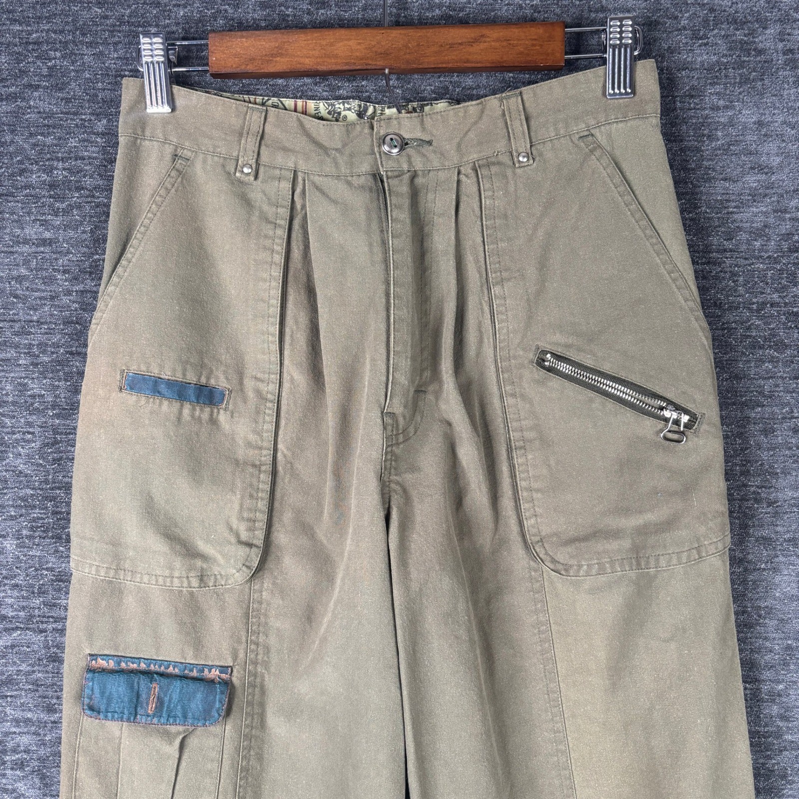 Vintage Cotler High Waisted Cargo Pants Womens 29×34 Green Khaki Tapered Utility