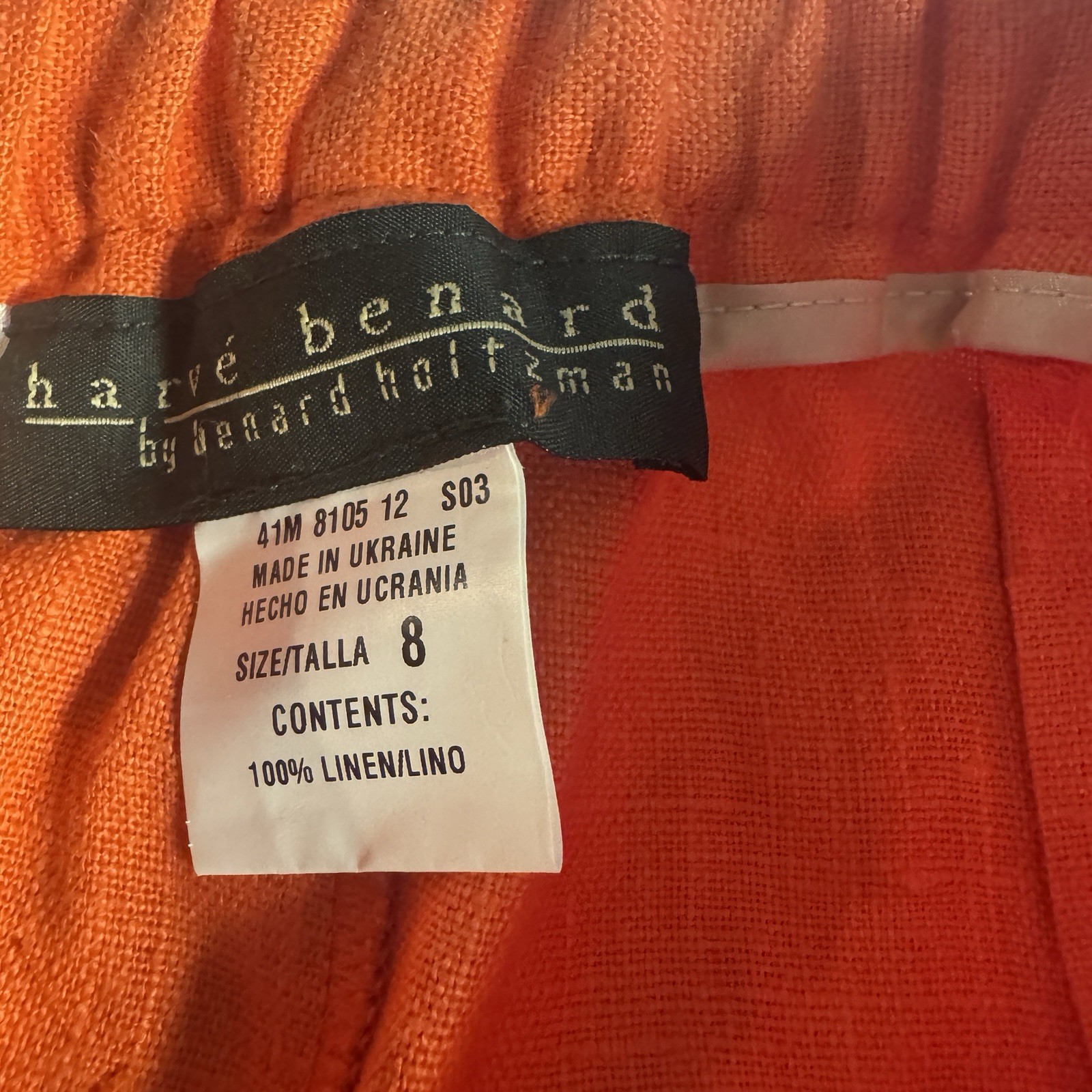 NWT Vintage Harve Benard Linen Skirt 8 Orange Button Front A-Line Ukraine