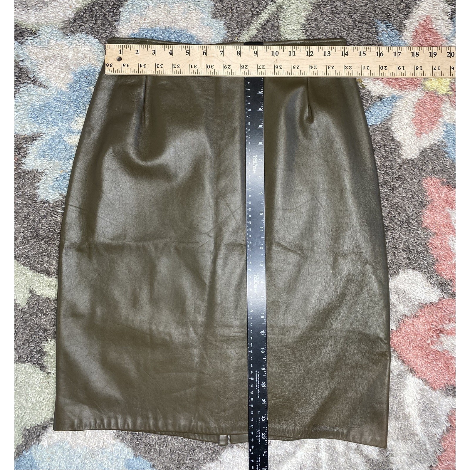 Firenze Leather Pencil Skirt Womens Size 12 Waist 28.5″ Vintage 80s Retro USA