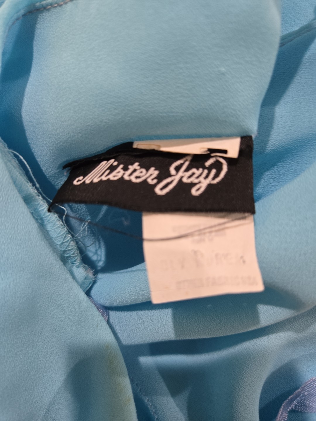 Vtg Mister Jay Semi Sheer Back & Front Blouson Floral Formal Dress Size 8 Blue