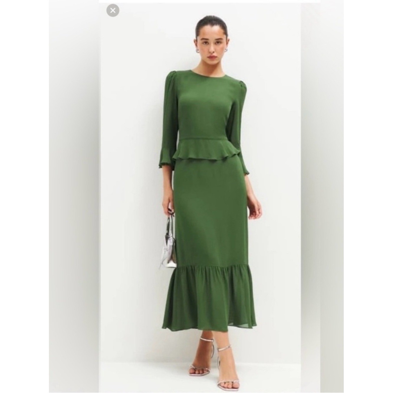 Reformation Delvina dress, NWT, Size 2 green peplum
