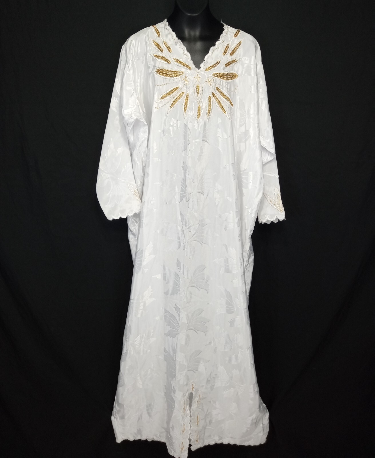 Y2K white satin women’s gold Beaded Sequined long evening soiree dress