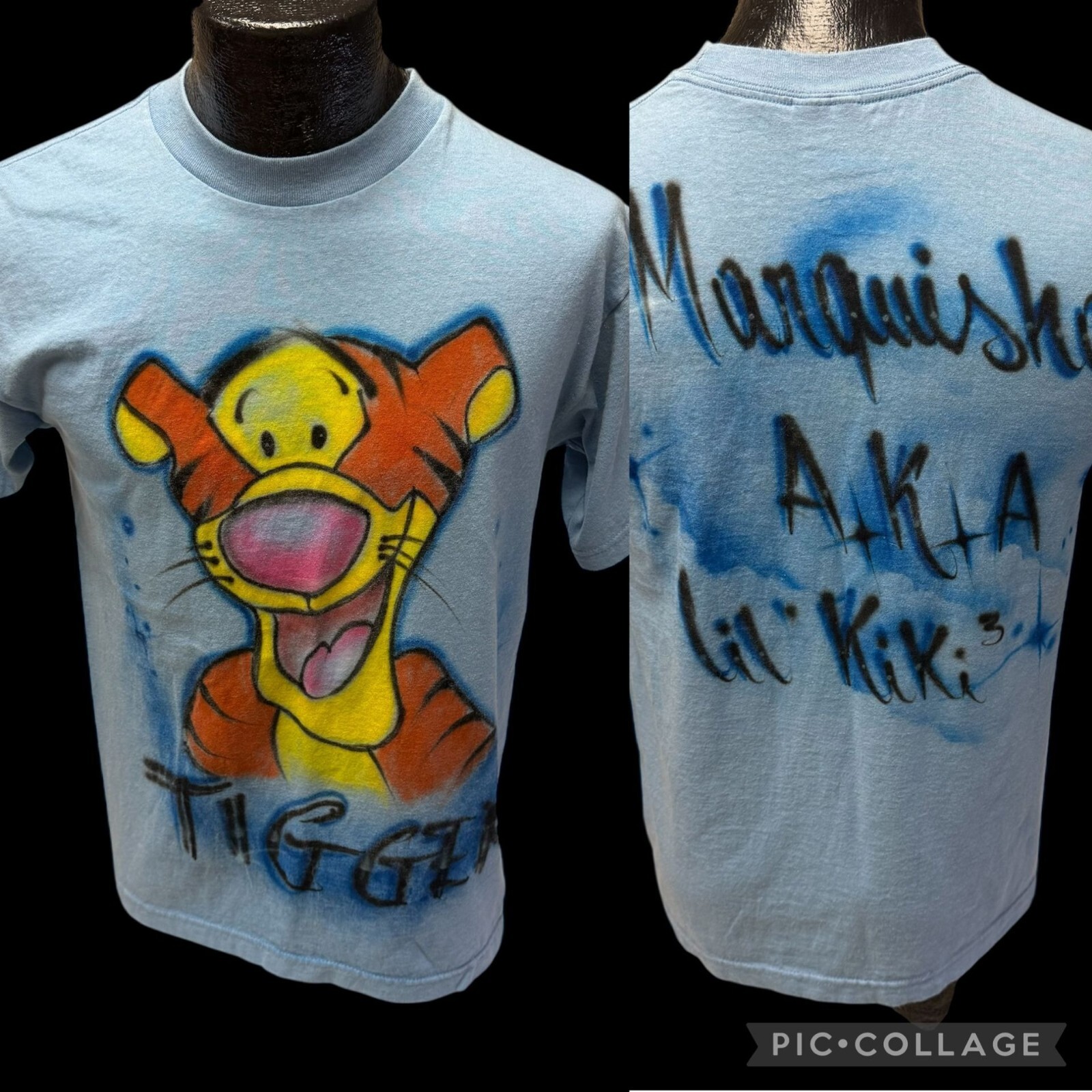 Vtg 80 90’s BNK Blue TIGGER Air Brushed Marquisha AKA Lil KiKi T Shirt USA M