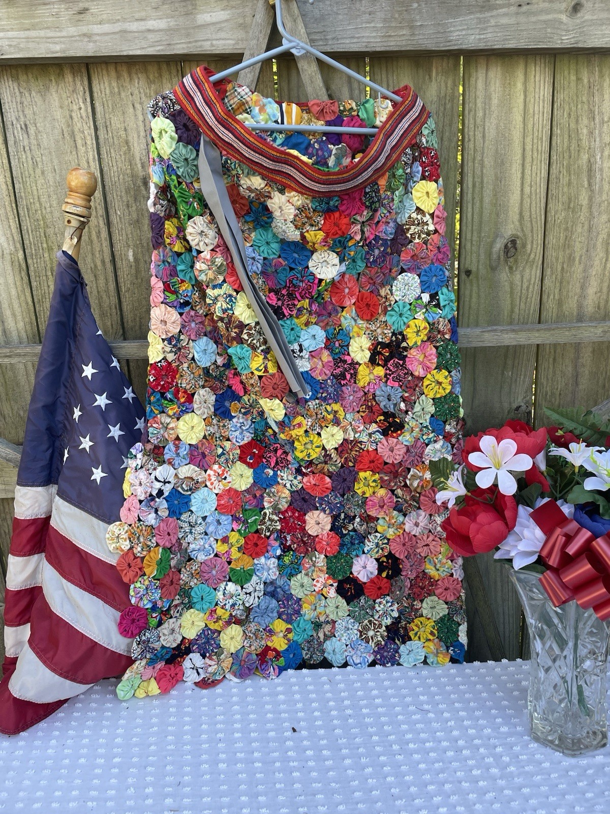 VINTAGE 1960-1970’s YO-YO FABULOUS HAND SEWN QUILTED MAXI SKIRT Large/XLarge