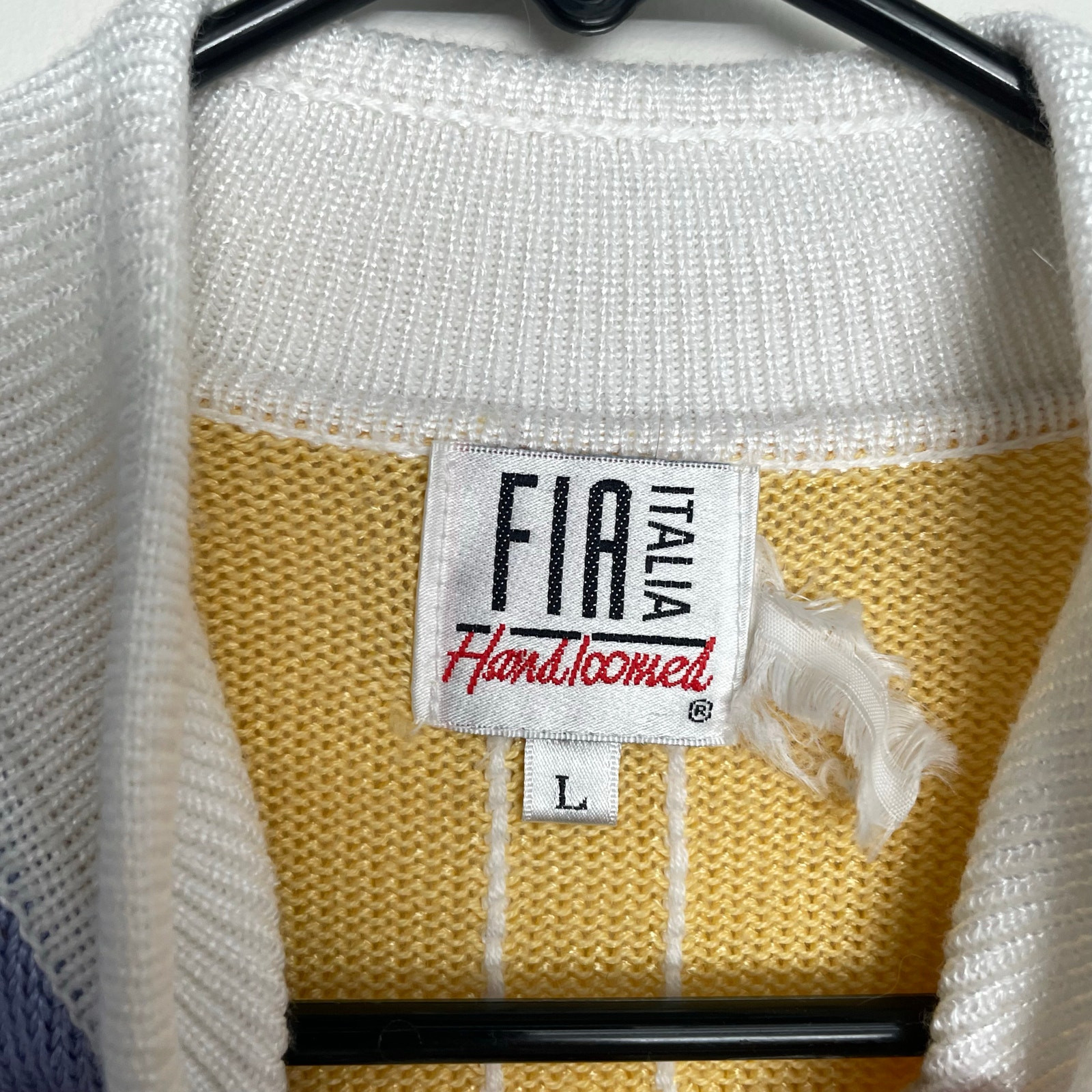 VINTAGE Fia Italia Sweater Womens Size Large Pink Handloomed Italy Colorblock