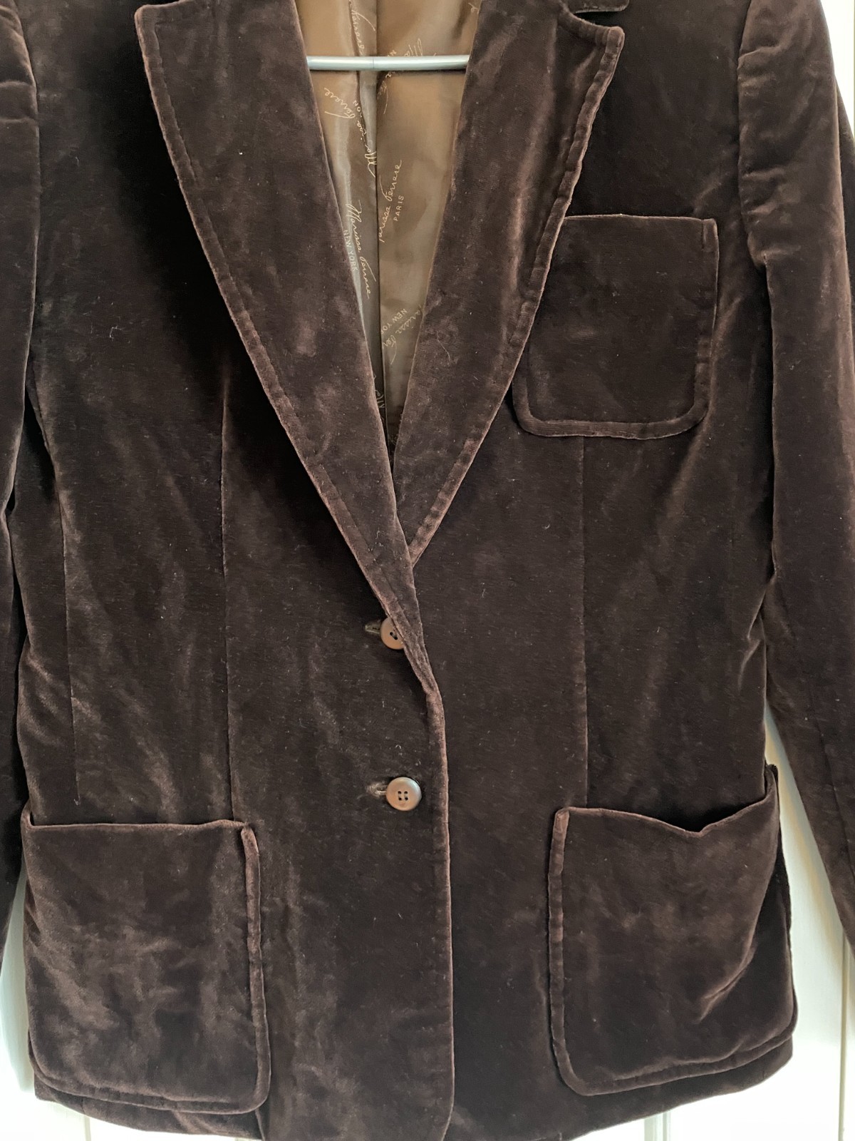 Vintage Marissa Ferrere Brown Velvet Women’s S Blazer with front Pockets