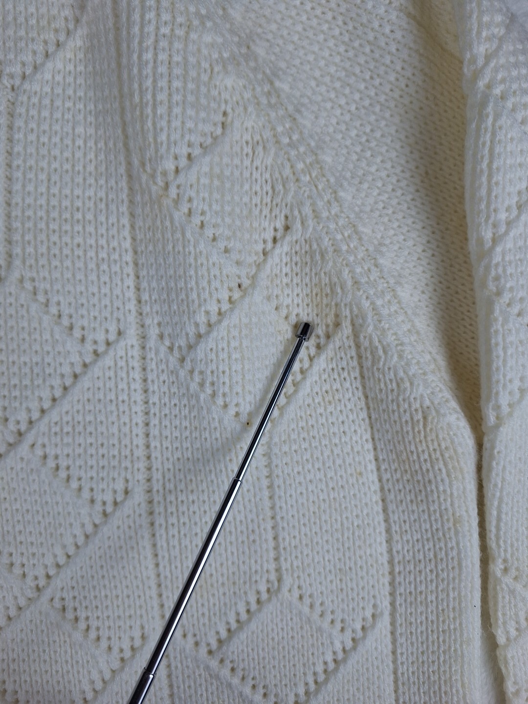 Vintage 60s Sears Womens Cardigan Button Up Sweater Knit Acrylic White Size 38
