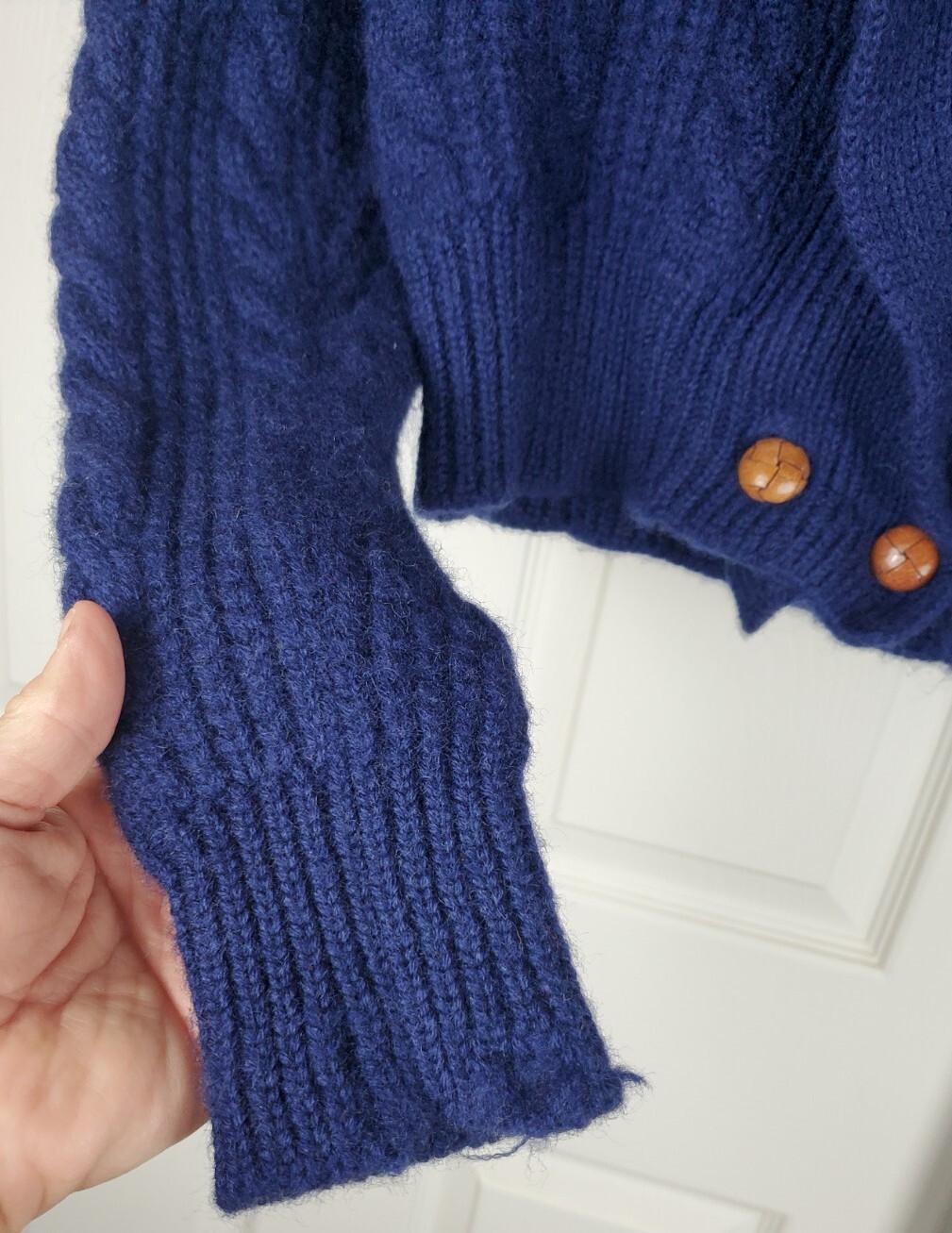 Vtg Robert Michael 2 Button Wool Sweater Women’s L (Moth Holes) Cardigan 1980’s