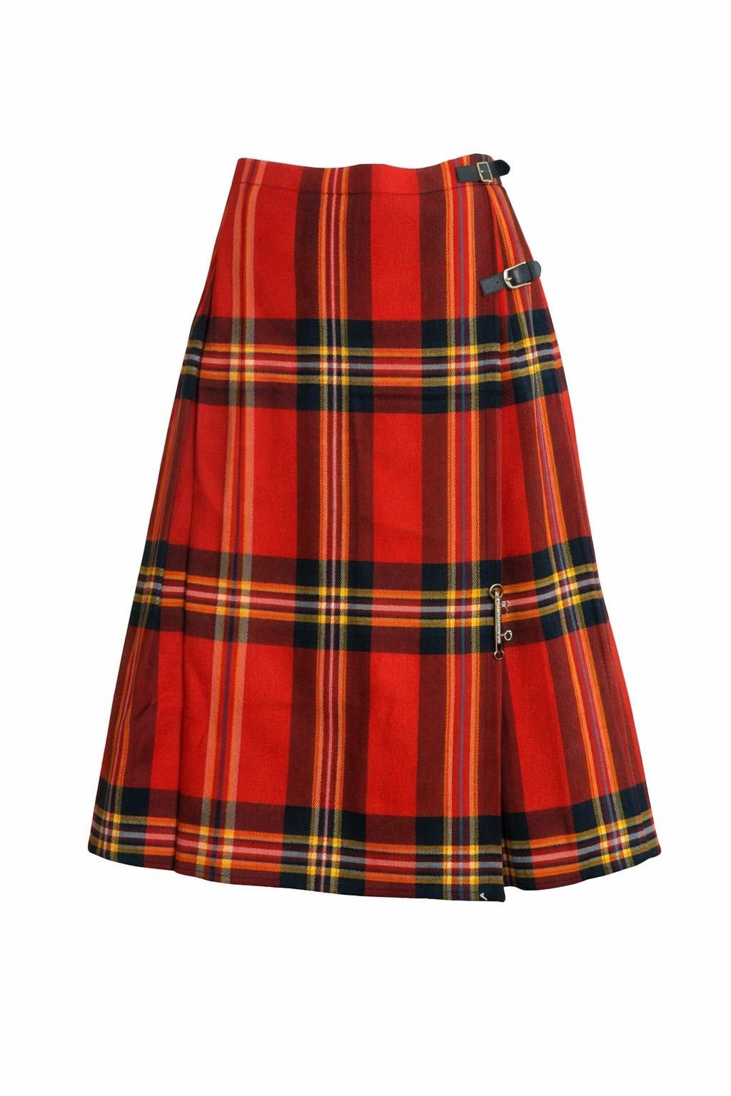 Vintage Glenisla Tartan Wool Kilt Skirt Scotland Plaid Wrap Adjustable Buckle