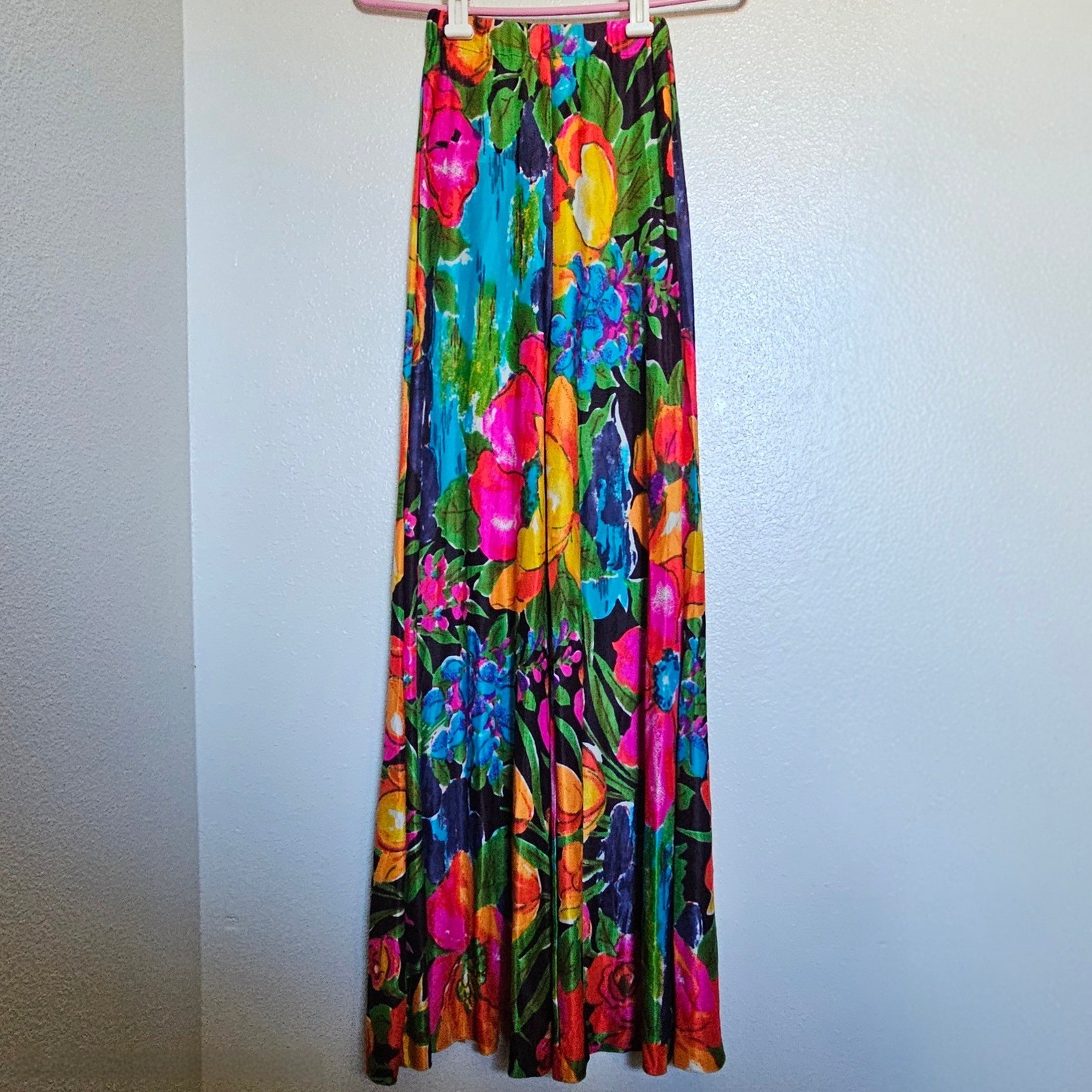 Vintage Van Raalte At Home Wear Floral Palazzo Pants Wide Leg Multi Color