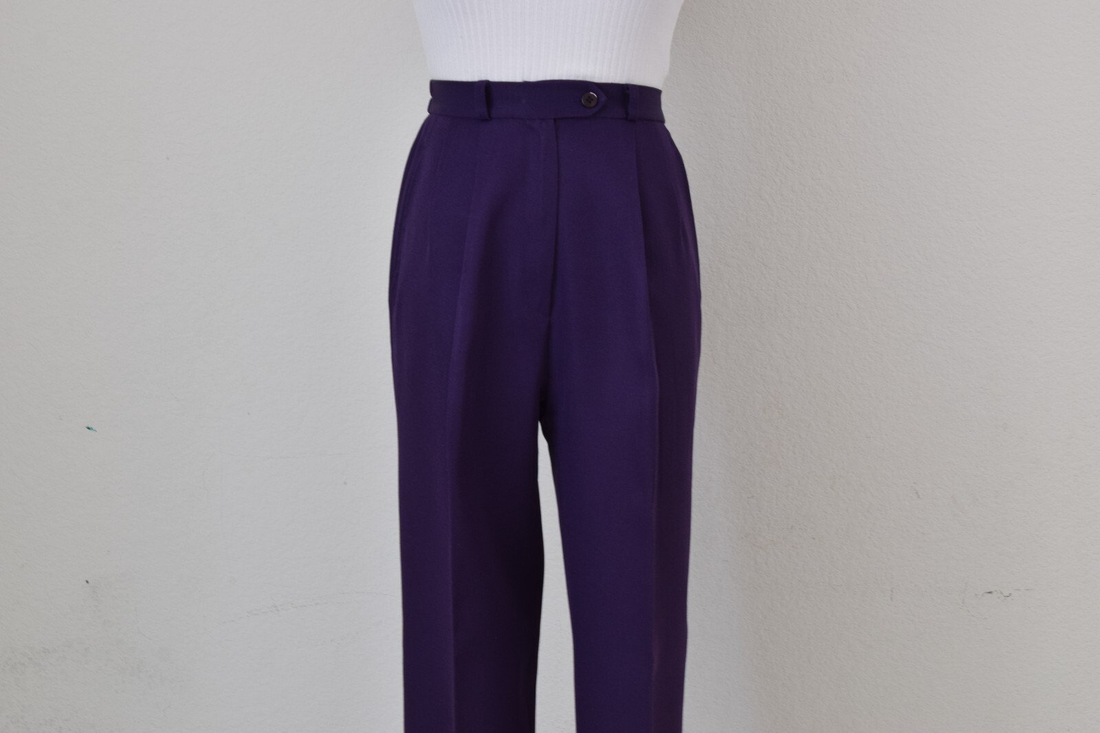 Vintage 70s Eggplant Polyester Pleated Trousers | 30 waist