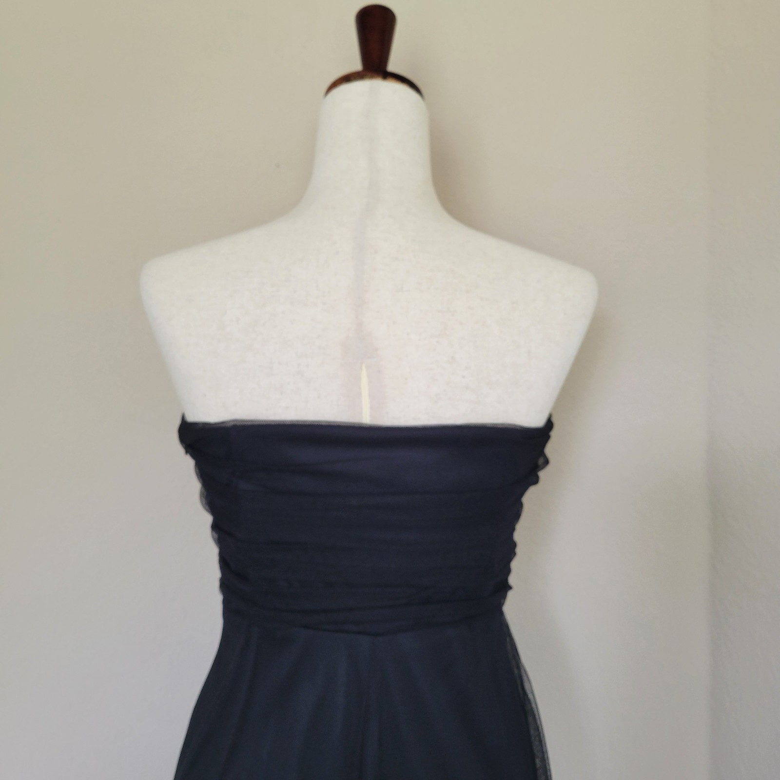 Vtg Strapless Black Maxi Dress S Whimsigoth Goth Tulle Y2K Dark Romantic Vamp