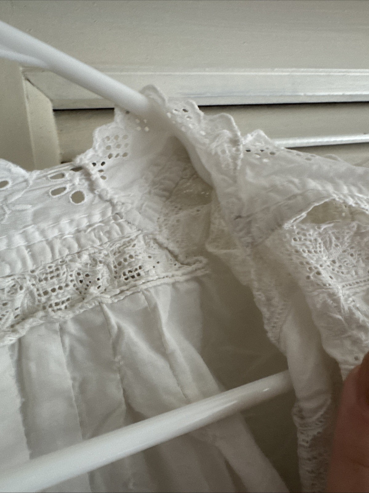 Antique French Edwardian Cotton And Eyelet Lace Sleeping Gown xs/s coquette girl
