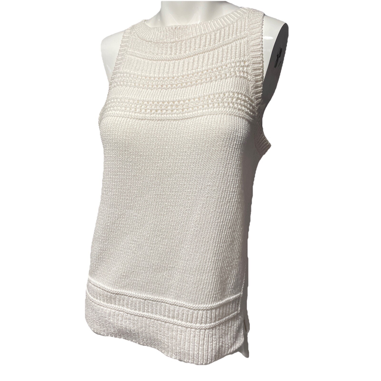 Sleeveless Top VTG 90s Ann Taylor Loft White Soft Stretchy Cotton Sz S/M