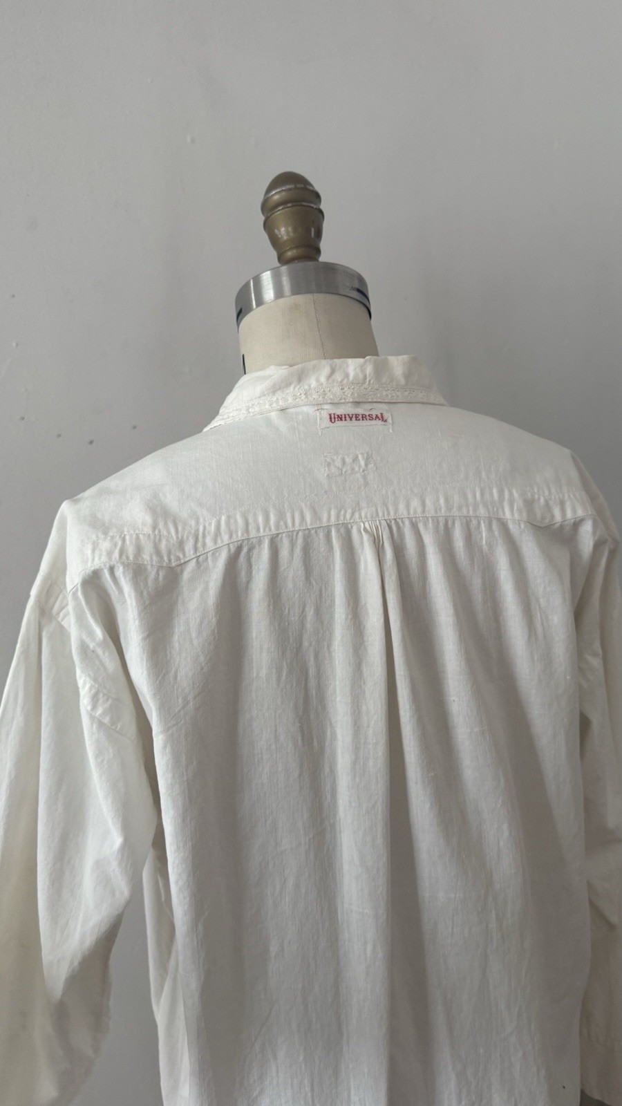 Antique Edwardian 1910s 1920s Cotton Night Shirt Dress Workwear Smock Oversized
