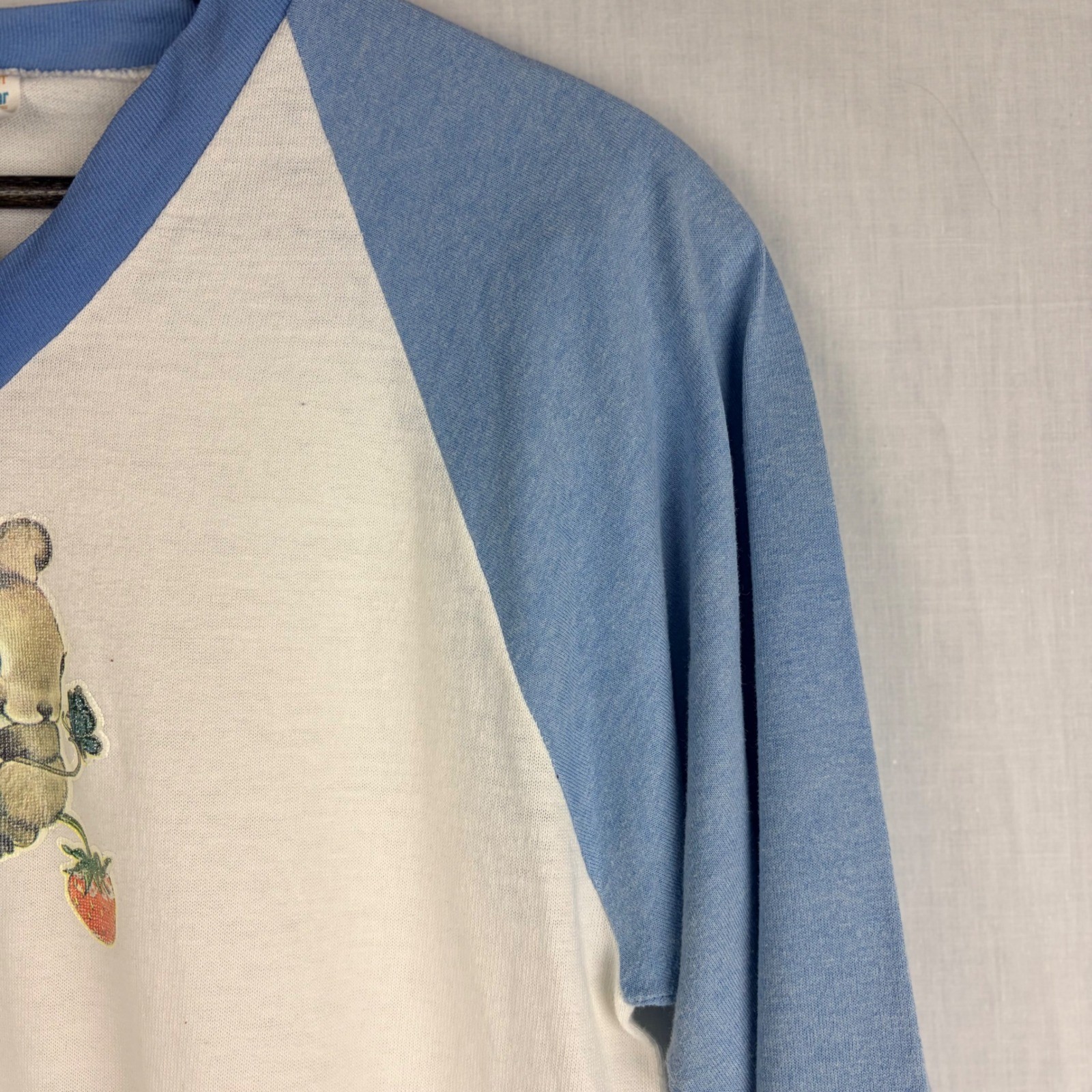 Vintage Gulf Coast Sportswear Mouse Raglan Tee Blue White 1979 Carol Wright M