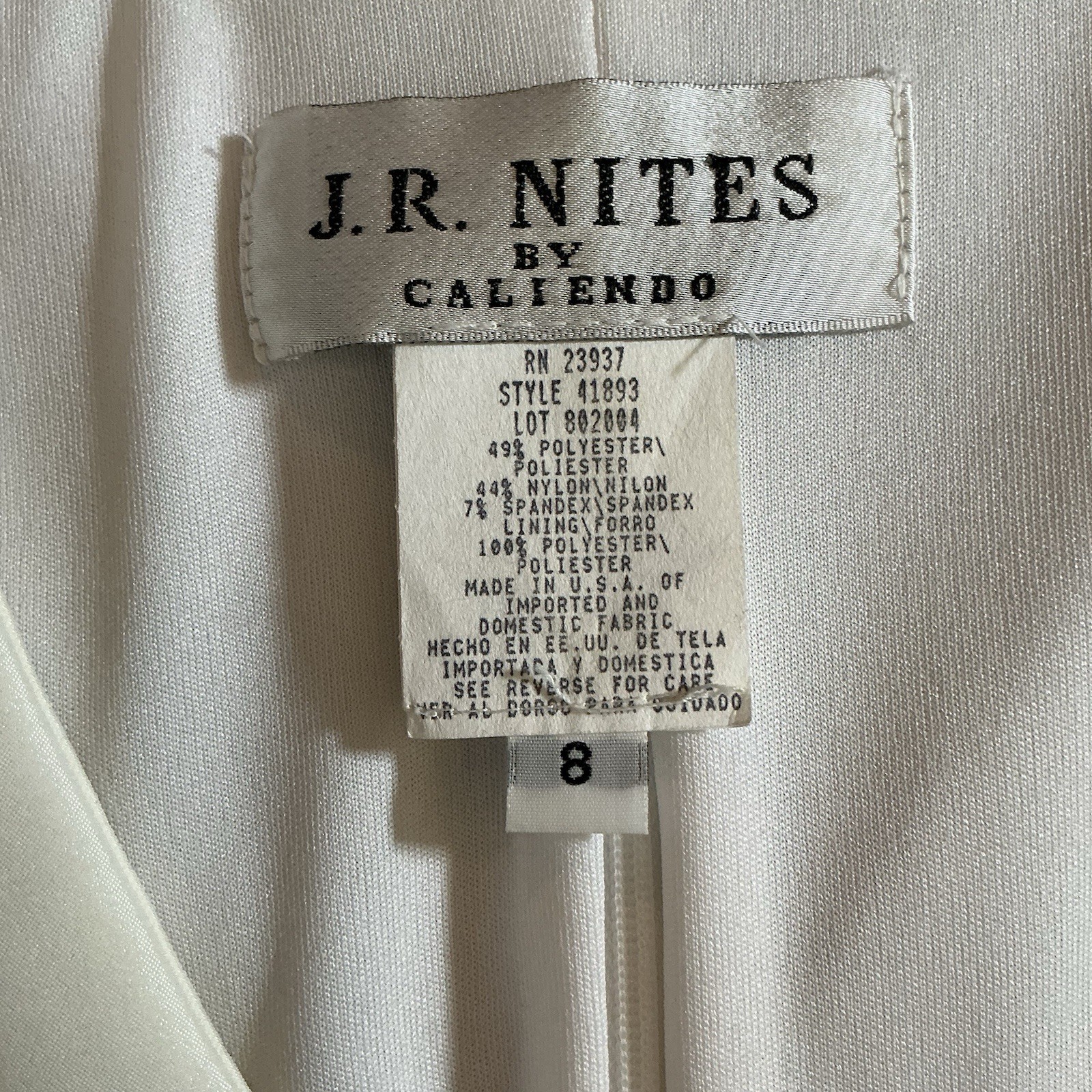 VINTAGE Size 8 – JR Nites Pleated White Blouse Rhinestone Buttons USA Made 34708