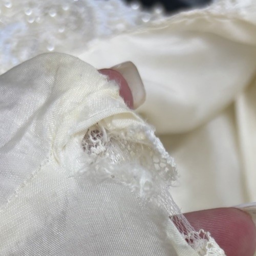 Vintage 1960s Regalia Imports Beaded Silk Lace Top Sleeveless Shell Cream S