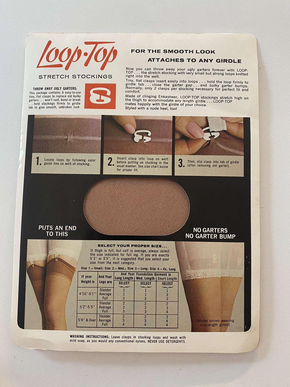 Vintage Loop top Stretch Nylons Stockings Size 1 town taupe small 14040 women’s