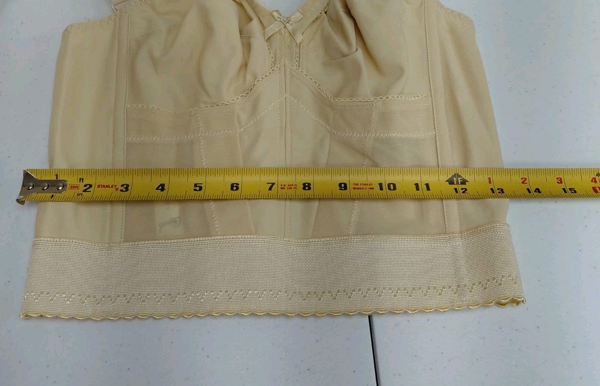 Vintage Crown-nette Longline Beige Bra Size 36B