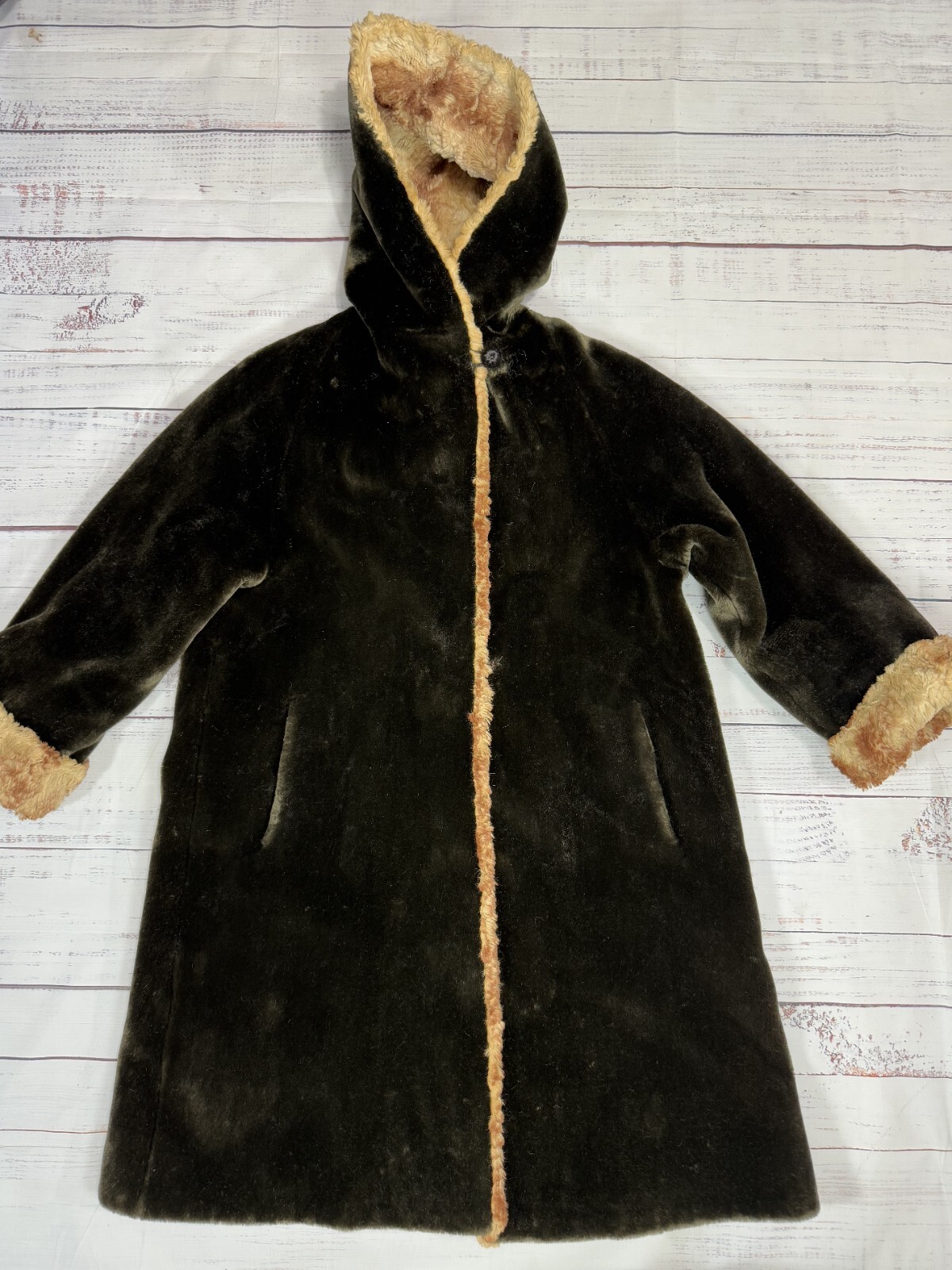 Vintage Dark Green Coat Jacket Hooded Mid Length Sz XL Glensea by Glenoit