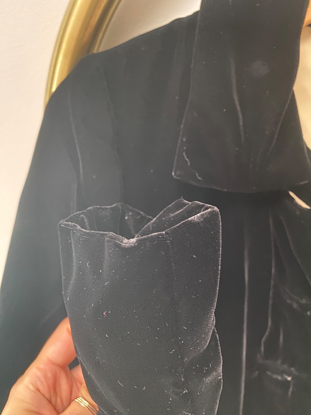 Vintage Workers Union Int Ladies Garment USA Black Velvet Opera Coat Size S/M