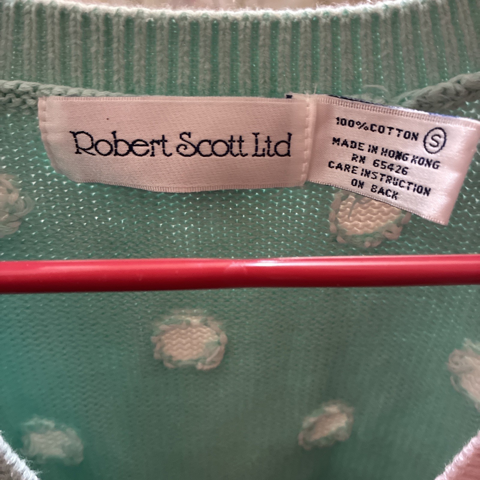 Vintage Robert Scott Ltd. Pastel colorblock polka dot cardigan sweater
