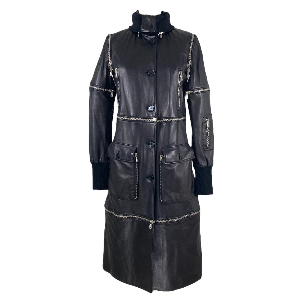 Unisex Dolce & Gabanna F/W2003 Leather Zip Off Modular Trench Coat
