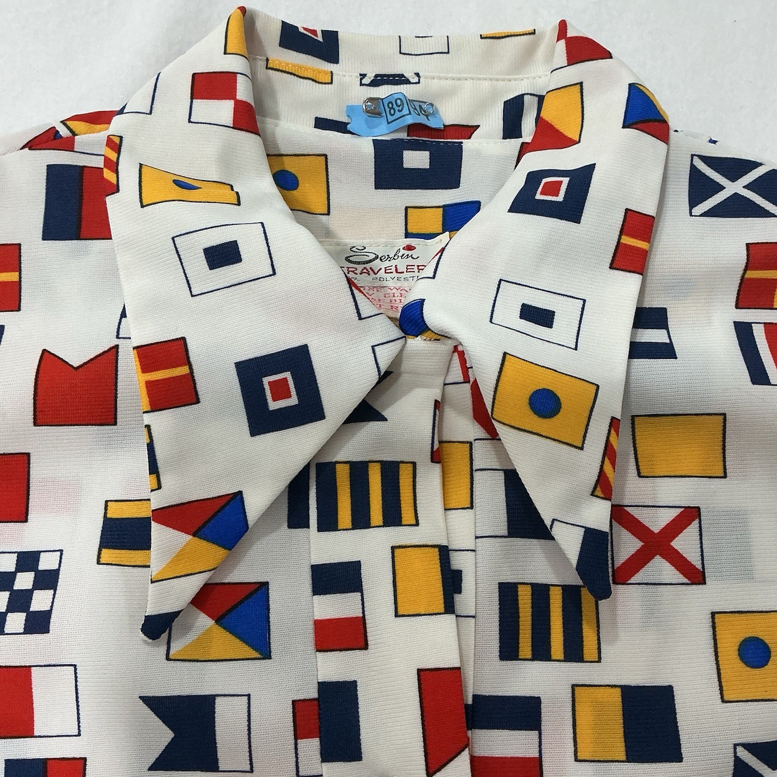VTG 60s/70s Serbin Traveler Nautical Flag Mod Shirt Dress L XL Prop Yacht Rare