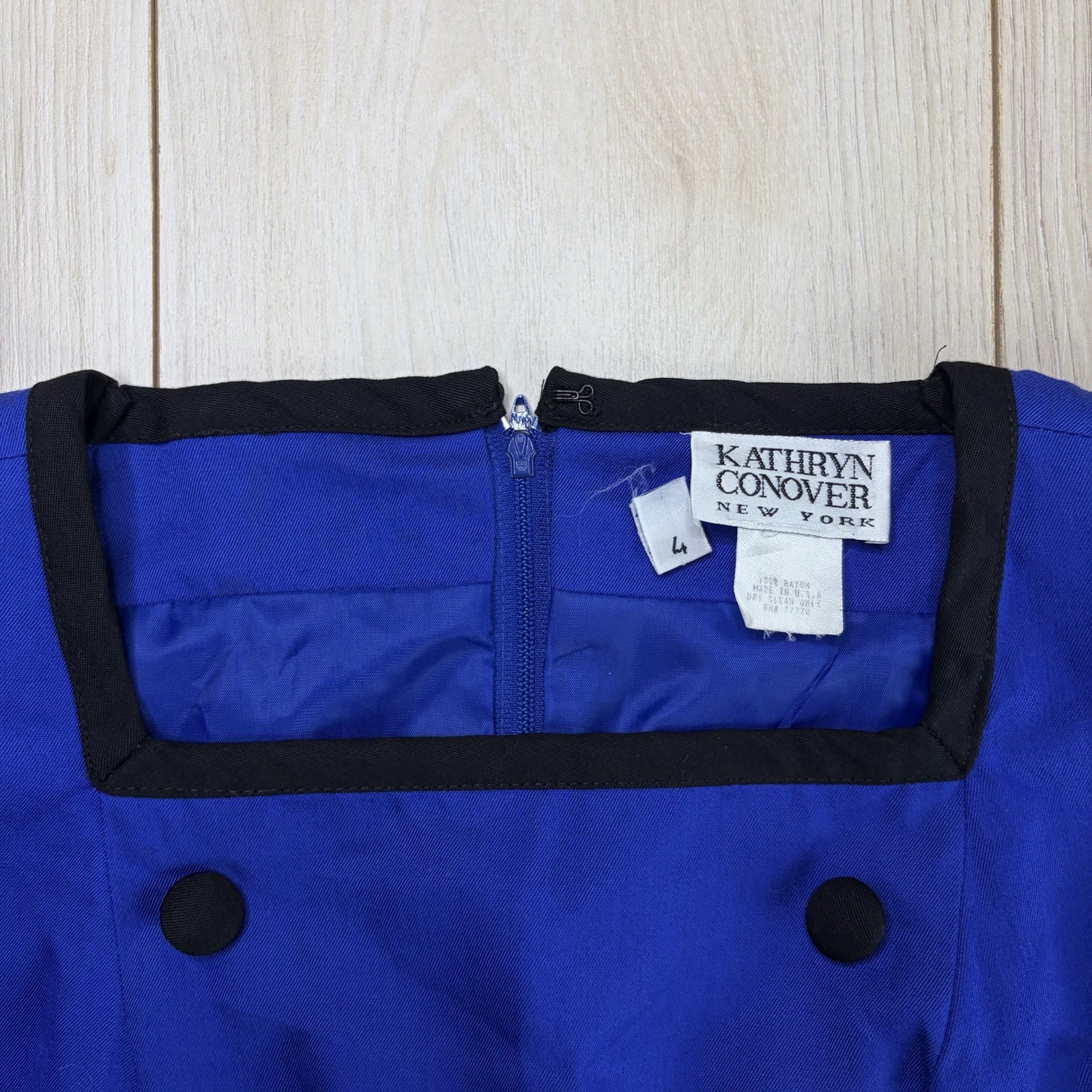 Kathryn Conover Double Breasted Dress Sz 4 Royal Blue Long Sleeve VINTAGE