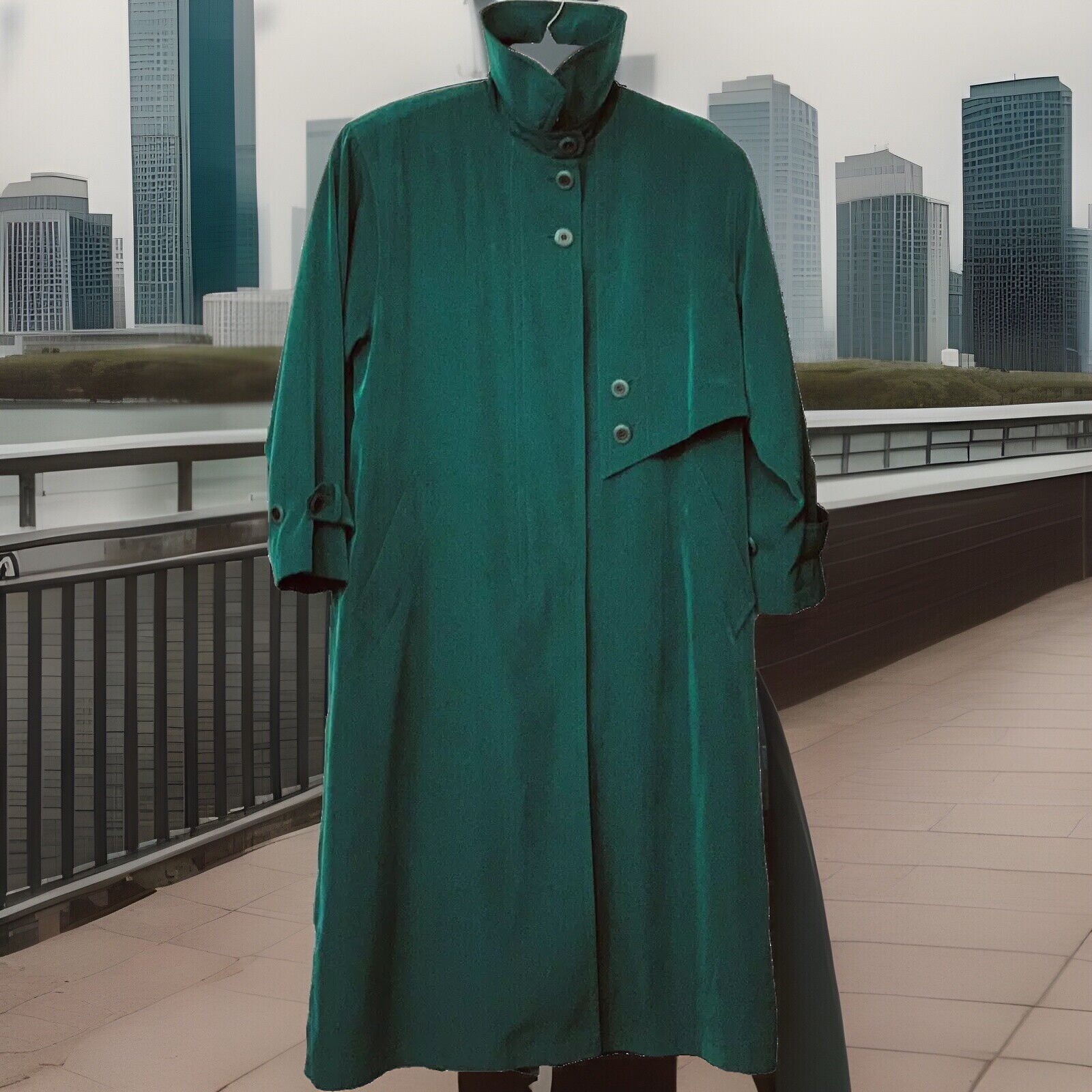Vintage Misty Harbor Rare Made In Russia Trench Coat Woman Sz 14 Full Zip Liner