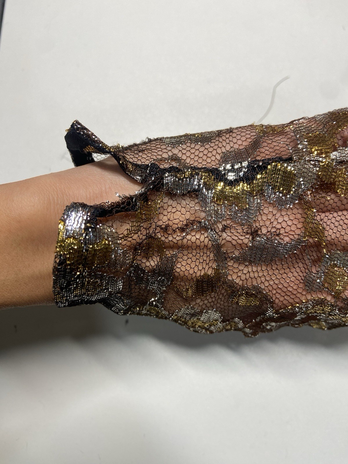 Vintage 1960’s Cocktail Dress Gold Black Metallic Lace Size 2