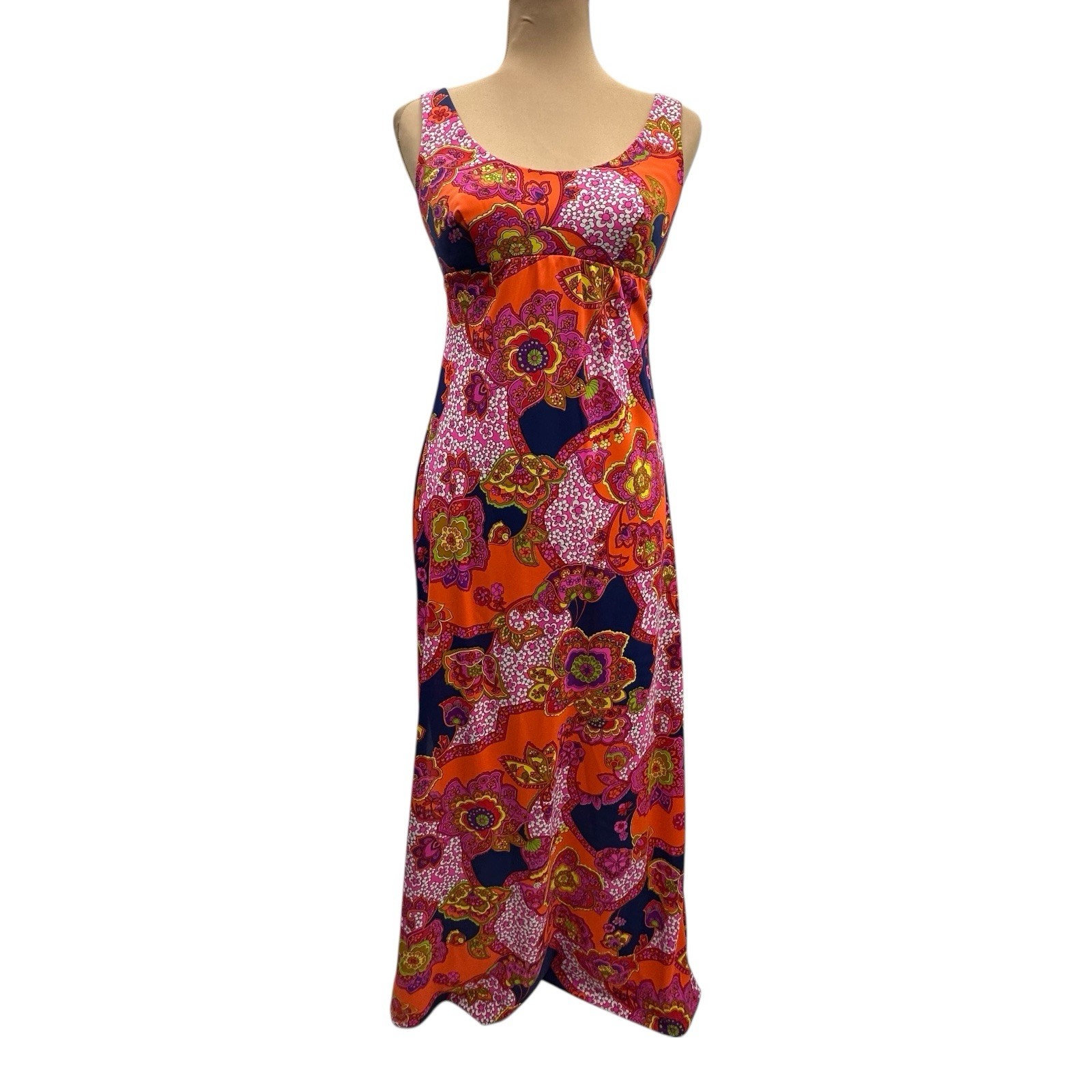 Vintage Catalina 60s Psychedelic Floral Empire Waist Maxi Dress US 4-6 Hong Kong