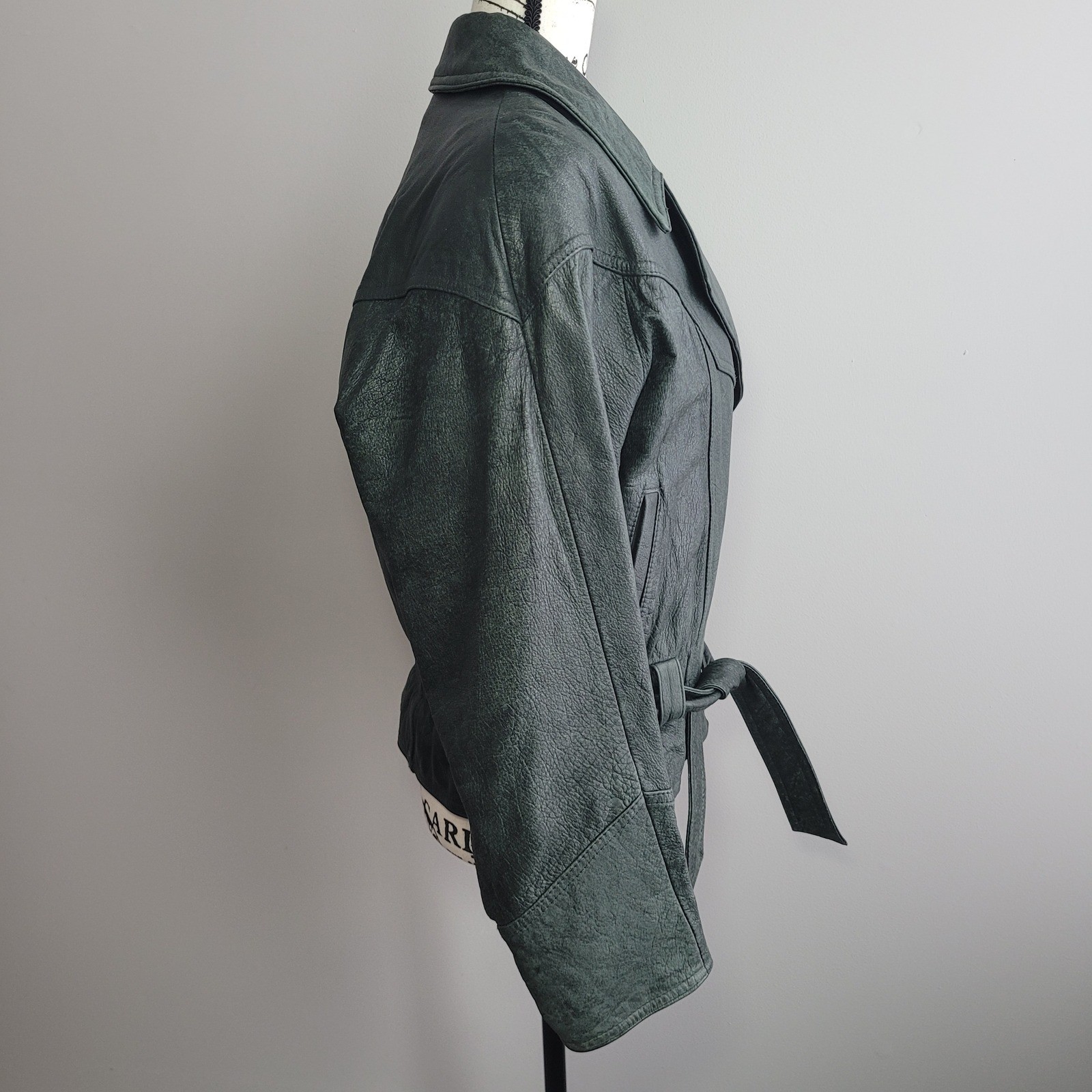 Vintage Adventure Bound Wilson’s dark green leather bomber jacket thinsulate