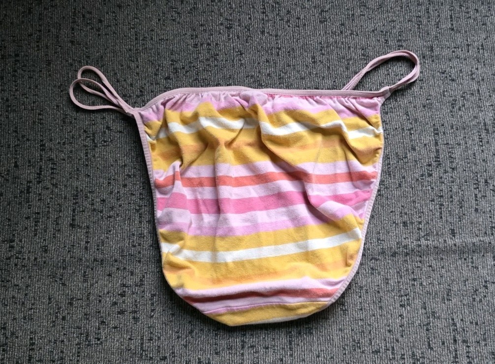 Y2K Victorias Secret PINK Low Rise Stripe Double String Bikini Panty LARGE