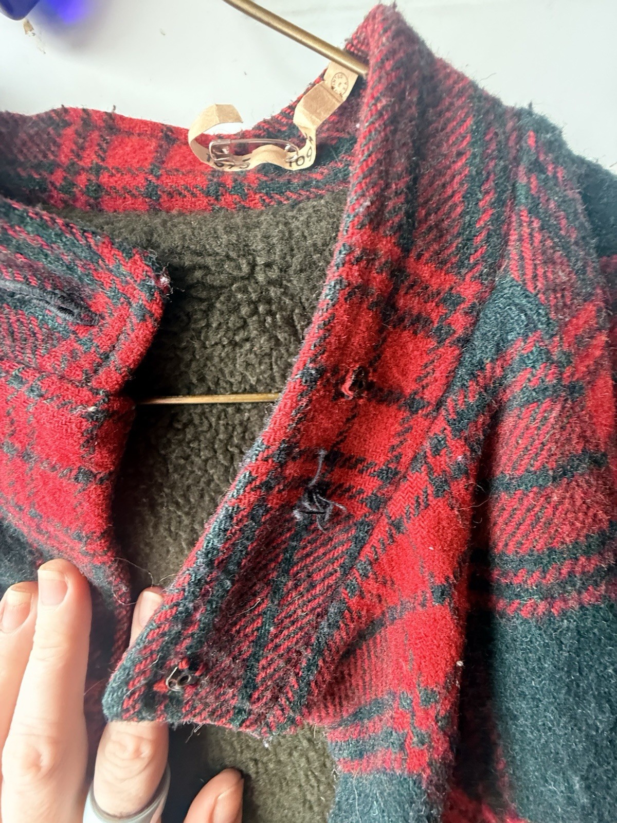 Vintage Wool Plaid Cape Red Black Tartan Capelet Cloak Restoration Project OS