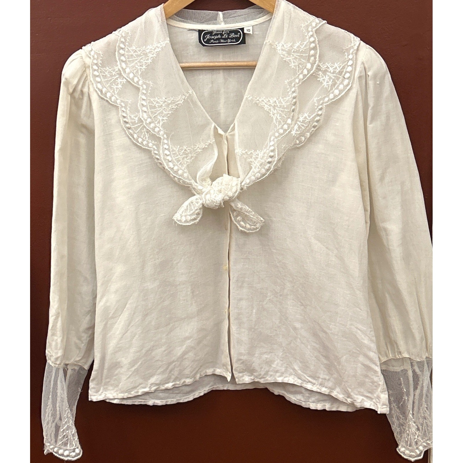 Vintage Jean for Joseph Le Bon Blouse Cottagecore Victorian Romantic Ivory White