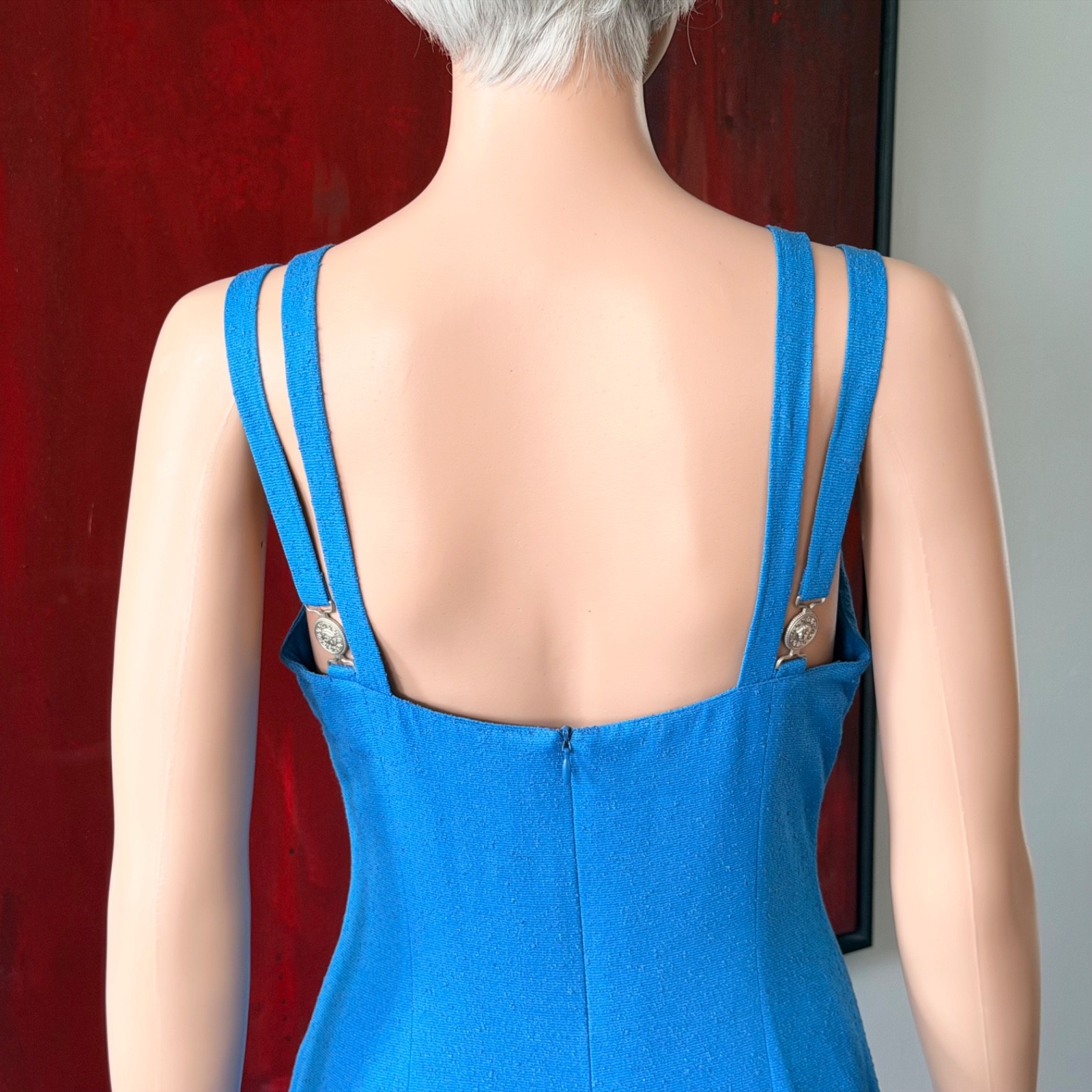 VERSACE JEANS COUTURE 1990s double-strap mini dress in blue size 42