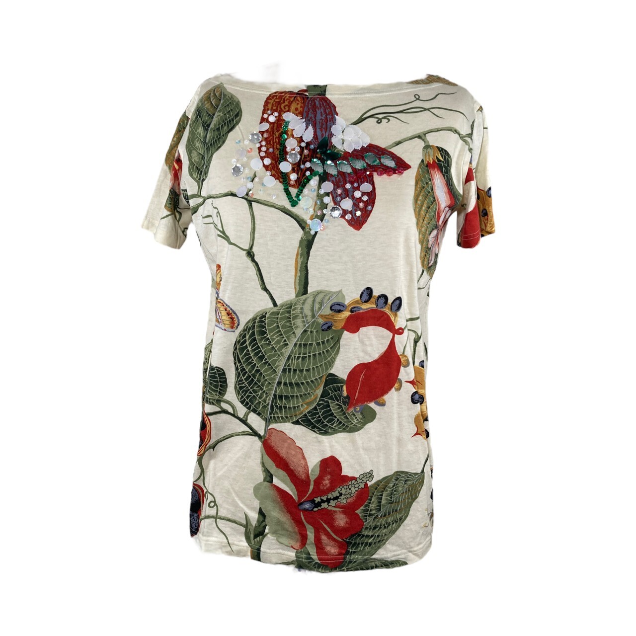 Jean Paul Gaultier Femme S/S1993 Floral Print Beaded Sequined Top