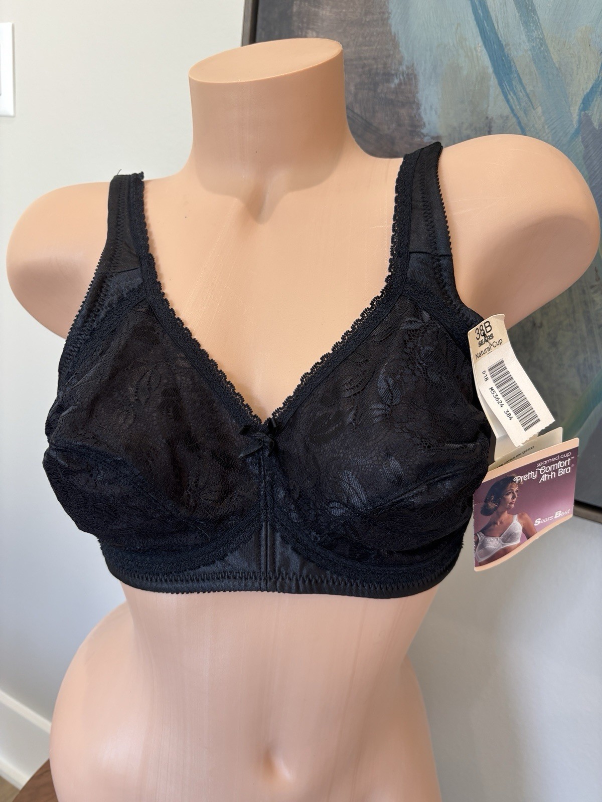 Vintage 70’s NWT DS Rare Sears Ah-h Pretty Comfort Bra Beige Lace Size 38B