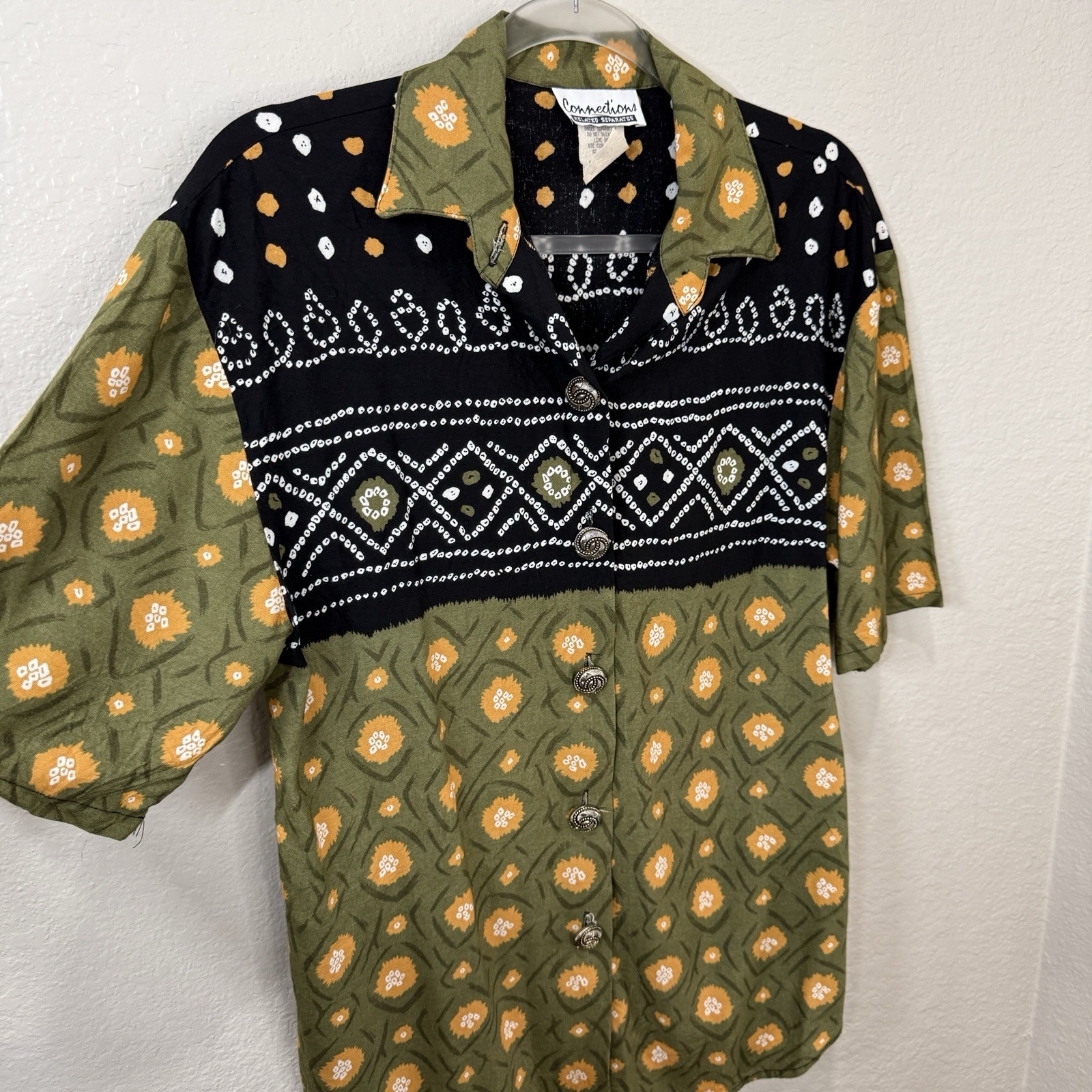 Vintage Connections Geometric Striped Top S Boho Tribal Artsy Cottagecore Medium