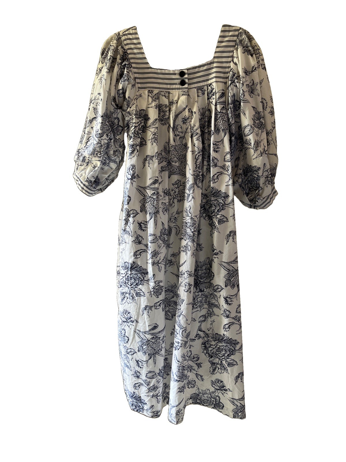 Ruth Norman 80’s Maxi Dress Blue & White Floral Loose flowy Size M To XL Slip On