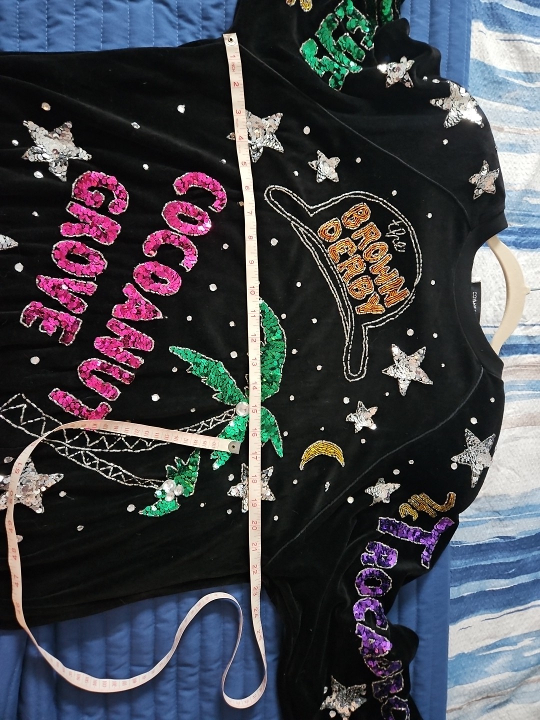 Vintage 80s Bonnie Boerer & Co Velvet Sequin Hollywood Nightclub Sweatshirt L