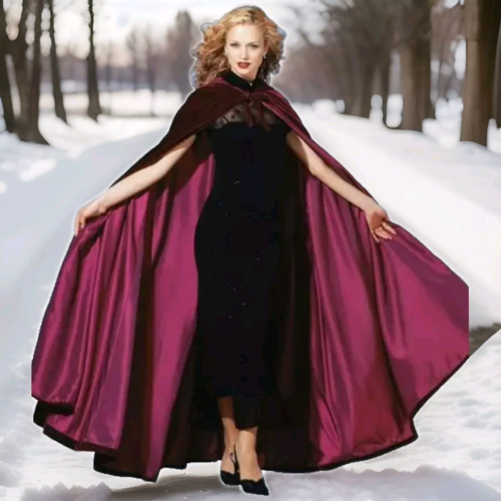 Panne Velvet Lined Cape Custom. Wiccan SCA Medieval RenFaire LARP Hooded S-4X