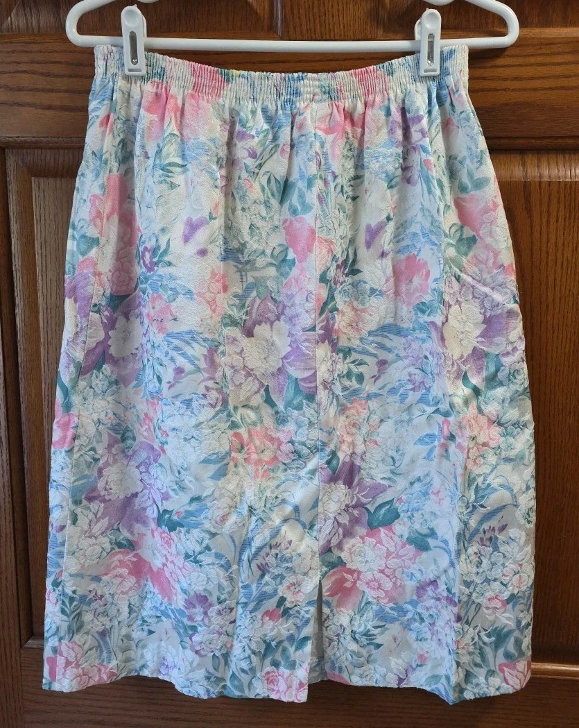 VTG Lori Of California By AM Casuals Floral Skirt Womens Sz 18 Pull On Elastic