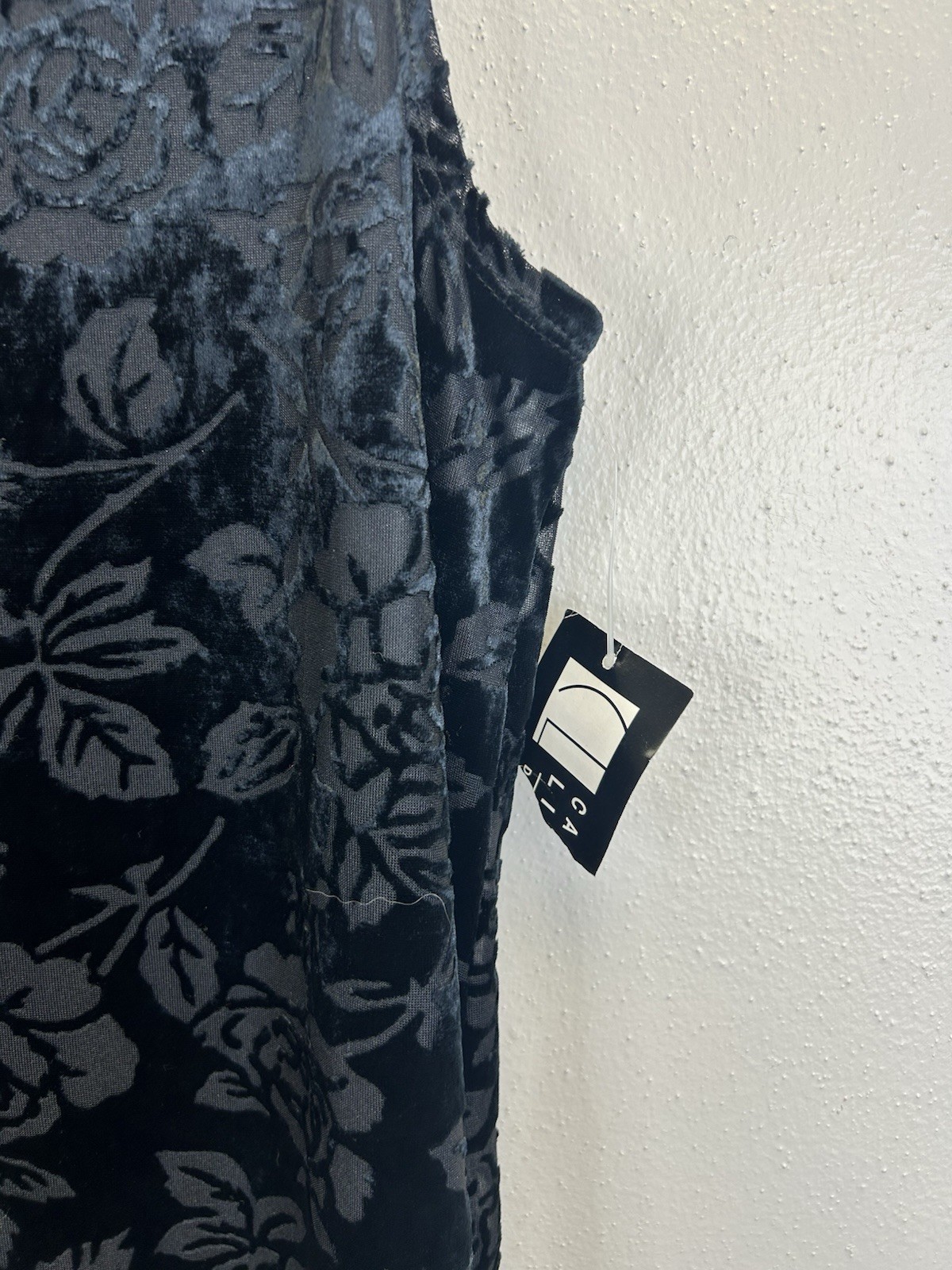 Carole Little Vintage 90s Y2K Black Burnout Velvet Maxi Dress Size 12 Goth Witch