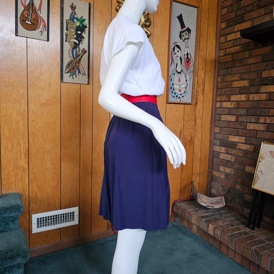Vintage 80s Corporate New wave Power Suit Secretary Dress Shorts RWB Romper M/L